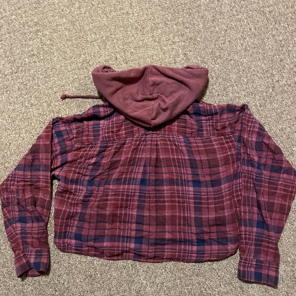 American Eagle plaid button up hoodie - Picture 2 of 3